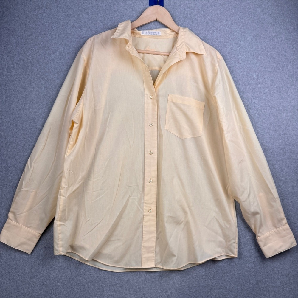 Foxcroft Shirt Womens Size 16 Yellow Button Down Wrinkle Free Long Sleeve Pocket